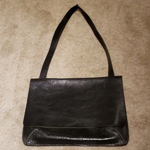 Black leather purse laptop bag